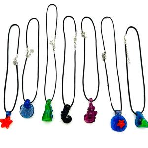 Glass Pendant Necklace - Purple Coral