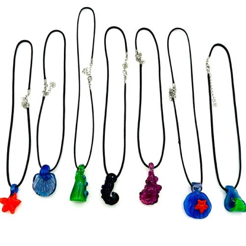 Glass Pendant Necklace – Purple Coral