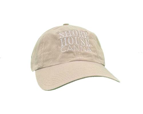 Distressed Sand Baseball Cap – White Embrodered Logo