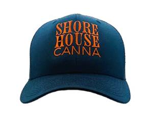 Navy Trucker Hat - Orange Embroidered Logo